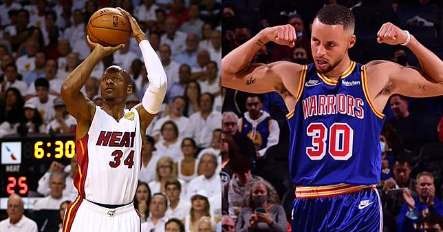 NBA 退役球星 Ray Allen 與現役球星 Stephen Curry 都是聯盟中的偉大三分射手。圖片來源：<a href=