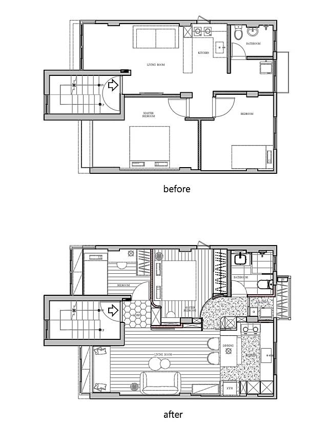 ▲設計前後平面圖。
