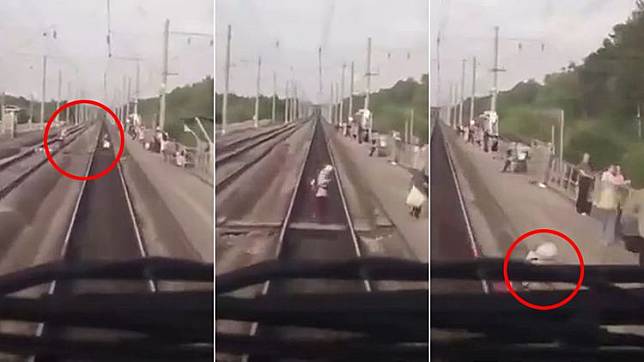 老婦人想要跟火車比速度，結果把性命輸掉了。翻攝自X