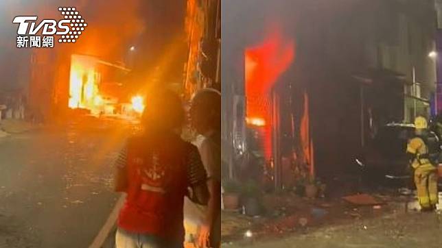 高雄三民區1名獨居男疑深夜引爆瓦斯，釀成1死、多人受傷的嚴重火警。（圖／TVBS）