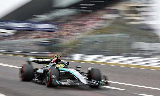 Mercedes driver Lewis Hamilton on his way to a ninth-place finish in the F1 Japanese Grand Prix at the Suzuka Circuit in Suzuka, Japan, April 7, 2024.
