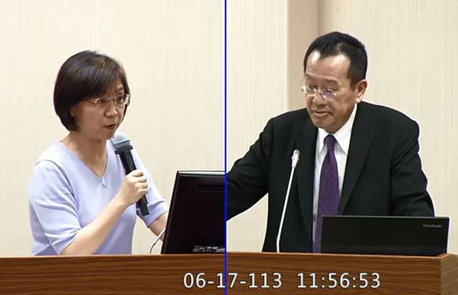 翁曉玲今天在立法院外交及國防委員會上質詢顧立雄。(圖翻攝自立法院議事轉播)