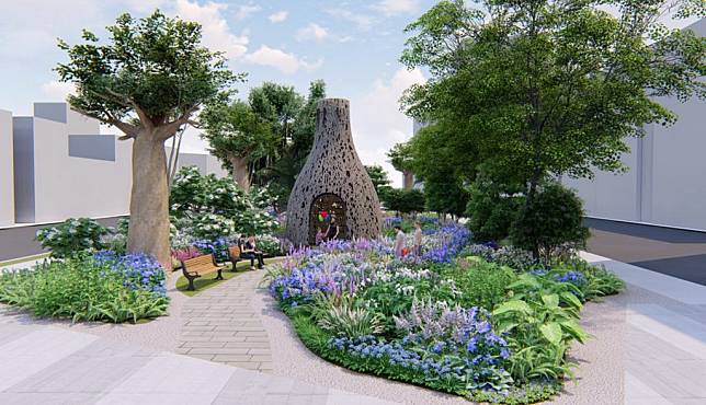 台中市政府建設局將打造北區興進園道及太原園道為戶外花園休憩空間的花園綠廊。（記者陳金龍攝）