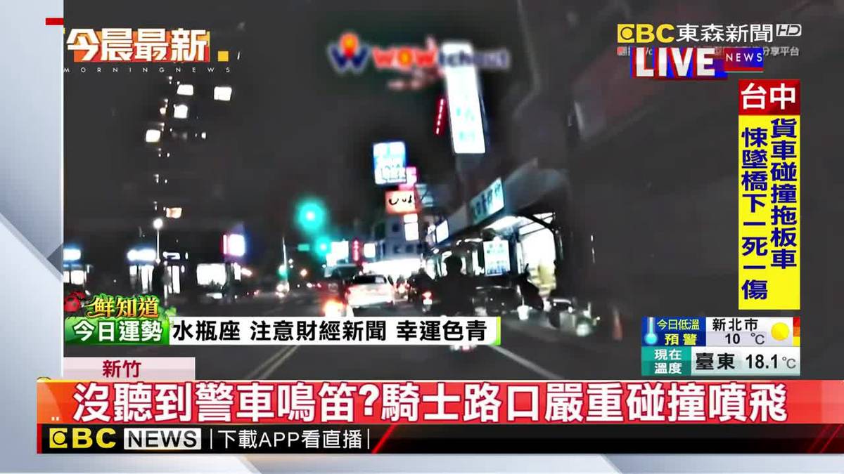 沒聽到警車鳴笛？騎士路口嚴重碰撞噴飛 | EBC 東森新聞影音 | LINE TODAY