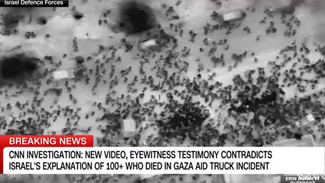 CNN蒐集多名目擊者和現場拍攝影片，要找出2月29日在加薩市發生的「麵粉屠殺」真相。翻攝CNN