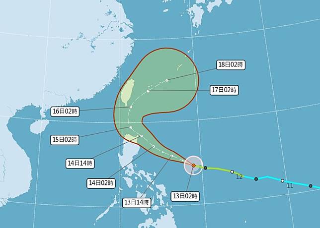 天兔移向巴士海峽。