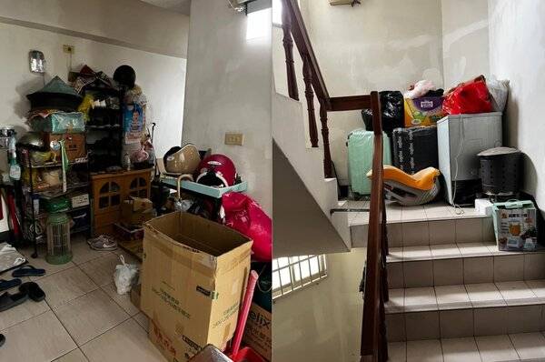 網友抱怨自家走廊及樓梯間被其中一名住戶放滿雜物多年。