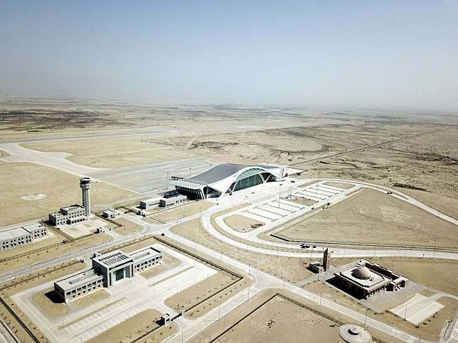 An aerial drone photo taken on Sept. 13, 2024 shows a view of the New Gwadar International Airport in Gwadar, Pakistan. (Xinhua/Ahmad Kamal)