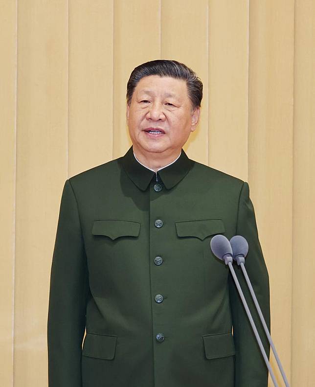 Chinese President Xi Jinping, also general secretary of the Communist Party of China (CPC) Central Committee and chairman of the Central Military Commission (CMC), speaks at the establishment ceremony of the information support force of the Chinese People's Liberation Army (PLA) in Beijing, capital of China, April 19, 2024. (Xinhua/Li Gang)