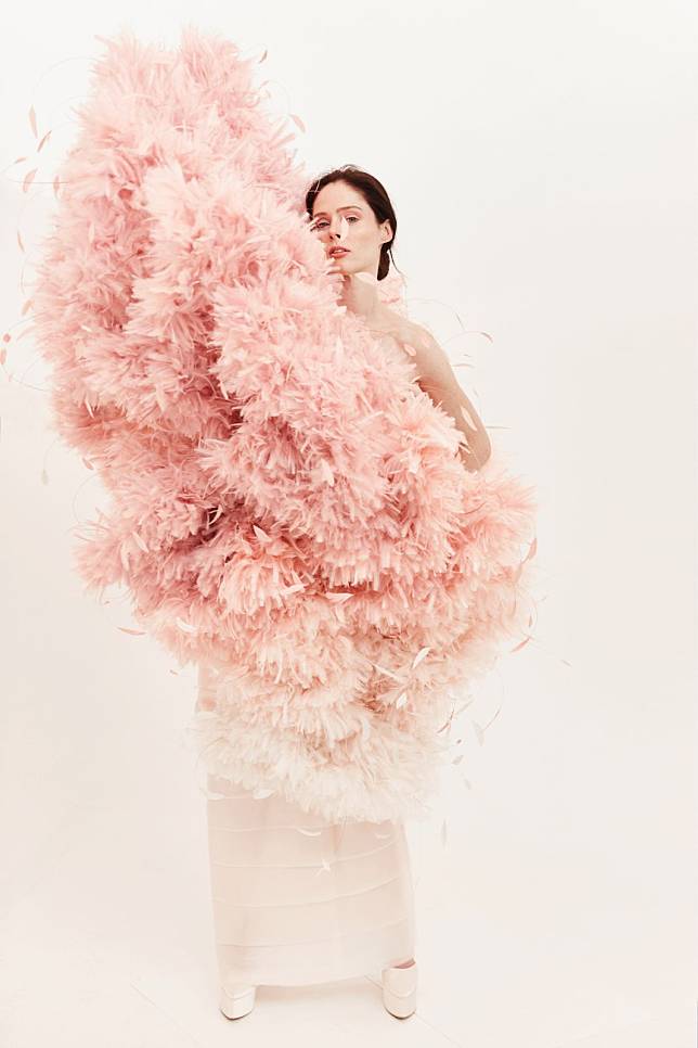 Model Coco Rocha during fittings before Cheney Chan Private autumn- winter 2024 show (Photo:  courtesy of Kevin Larreguy)