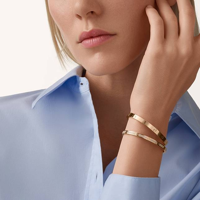 Cartier LOVE 全鋪鑲鑽石玫瑰金手環 小型款