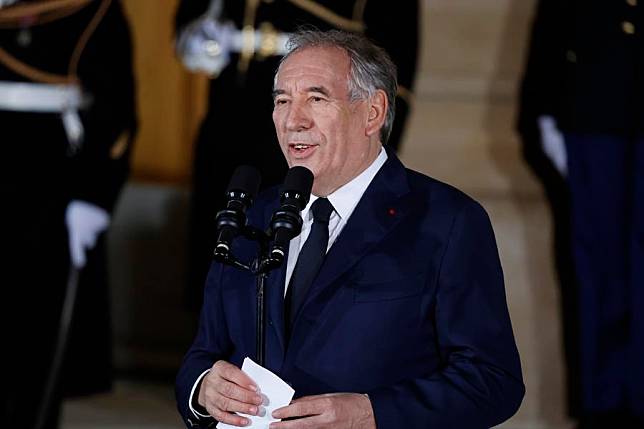 Francois Bayrou speaks at the transfer of power ceremony in Paris, France, on Dec. 13, 2024. (Photo by Henri Szwarc/Xinhua)