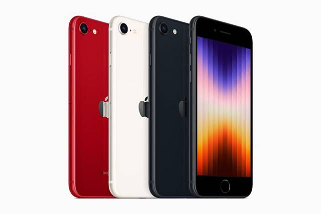 iPhone SE 共有三款顏色： (PRODUCT)RED、星光色和午夜色，並具備Home 鍵及 Touch ID 功能。（圖／Apple提供）