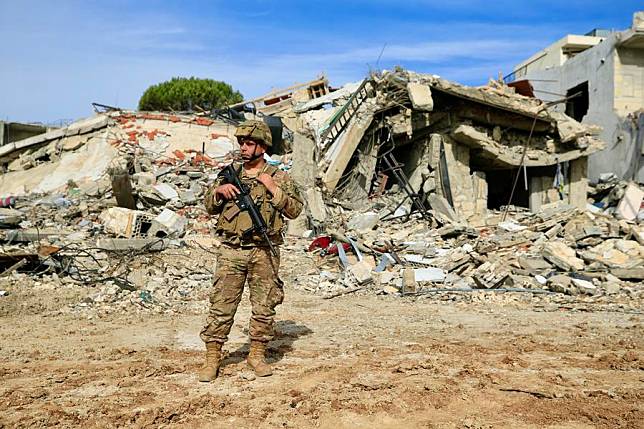 A Lebanese army soldier is seen in Khiam, Lebanon, on Dec. 12, 2024. (Photo by Ali Hashisho/Xinhua)