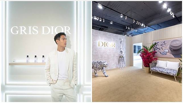 Dior香氛世家蔚藍假期香氛特展，左圖為香氛形象大使楊祐寧。品牌提供