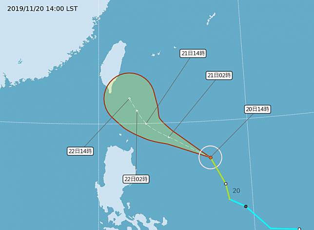 氣象局預估「鳳凰」將改為從東部外海北上，但認為颱風在48小時後就會減弱為熱帶性低氣壓。(中央氣象局)