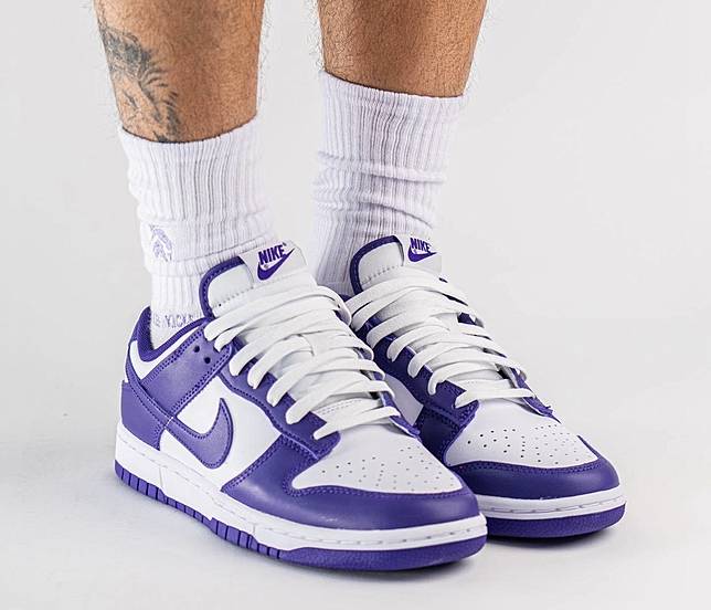 Nike Dunk Low “Court Purple”。圖片來源：<a href=