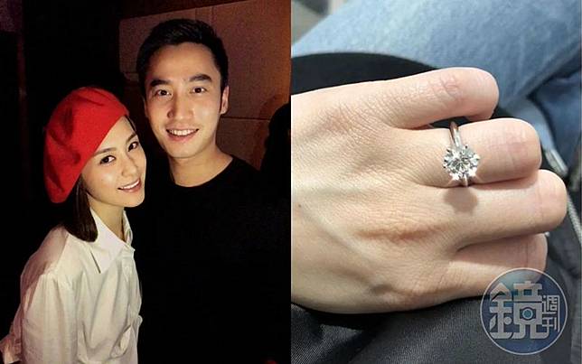 阿嬌2018年初po文宣告已接受男友賴弘國求婚，還秀出3克拉鑽戒，沒想到短命婚姻只維持14個月就結束。（翻攝自網路）