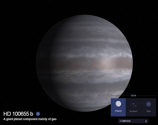 台灣的命名對象是系外行星「HD100655b」，於2011年被發現，比木星胖一點。   圖：翻攝自美國NASA