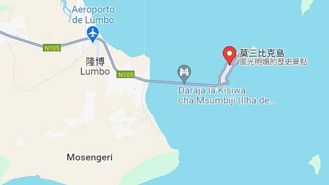 居民搭船欲逃往莫三比克島。取自Google地圖