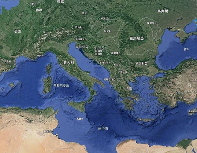 地質學家發現失落的大陸大亞德里亞(Greater Adria)，目前就埋在南歐底下。(圖擷自Google地圖)