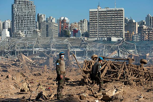 2020年8月4日，貝魯特市中心附近港區一處倉庫發生大爆炸，造成超過220人死亡。(UN Photo/Pasqual Gorriz)