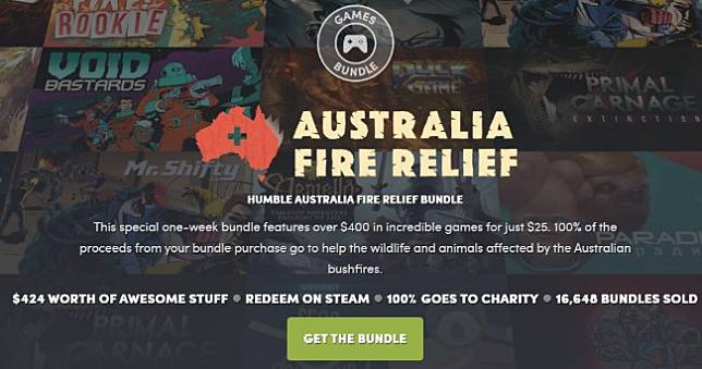 Humble「拯救澳洲野火」29款遊戲慈善包750元打包，所得全數捐贈慈善組織