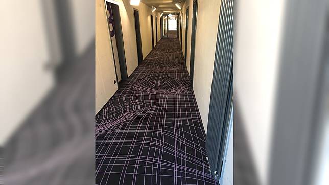 歐洲諾瓦藝術酒店令人頭暈的地毯。／翻攝自推特
