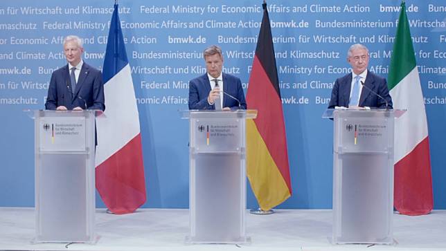 德國、法國、義大利6月26日在柏林舉行經濟和工業部長會議。取自網路