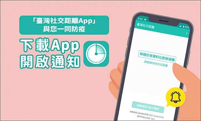 台灣社交距離APP。 (記者張軒哲翻攝)