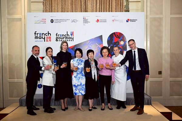 The French May Arts Festival (French May) 2025 and the French GourMay Food and Wine Festival 2025 (French GourMay) held a press conference today. Officiating guests included (from left): Mr. Xavier Mahé, Executive Director of French May Arts Festival; Ms. Karena Lam, Ambassador of French May Arts Festival; Mrs. Christile Drulhe, Consul General of France in Hong Kong and Macau; Ms. Vivian Sum Fong Kwang, JP, Permanent Secretary for Culture, Sports and Tourism; Ms. Winnie Yip, Head of Charities (Culture, Sports and Community Engagement) of The Hong Kong Jockey Club; Mrs. Mignonne Cheng, Co-Chairperson of the Board of French May Arts Festival; Ms. Anne Sophie Nicolas, Chef Ambassador of French GourMay Festival and Chef de cuisine at Gaddi's, The Peninsula Hong Kong; and Mr. Bertrand Quevremont, Director of Business France, French Trade Commission in Hong Kong and Director of French GourMay Food & Wine Festival.