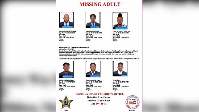 警方6日公開集體失蹤的代表團人員。（圖／翻攝自Osceola County Sheriff’s Office Facebook）