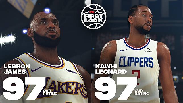 Kawhi  Leonard、LeBron James在NBA2K最新數值。（圖／取自NBA2K推特）