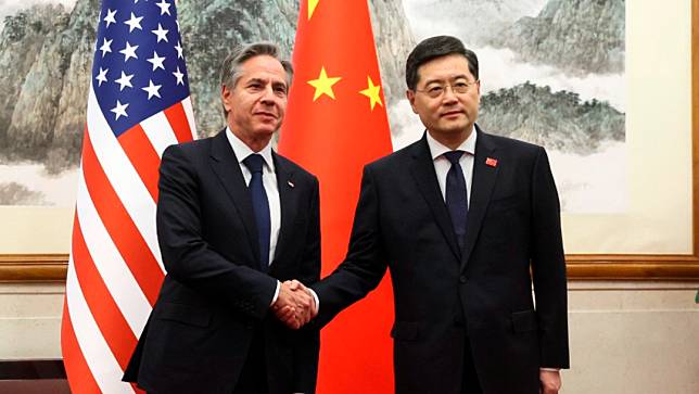美國務卿布林肯和中國外長秦剛6月18日在北京會面。美聯社