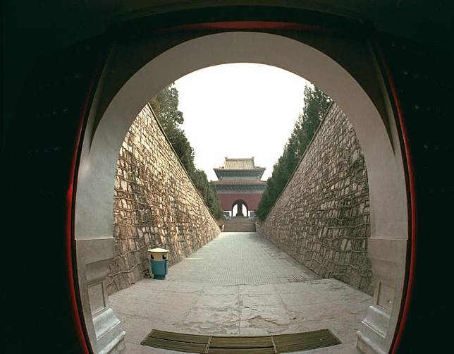 An undated file picture shows the entrance of Dingling Mausoleum at the Ming's Thirteen Tombs (Shisanling) located north of Beijing. (Xinhua Photo)