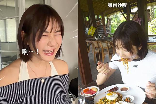 愛莉莎莎吃雞肉沙嗲時剛好聽到宰雞的淒慘叫聲，頓時胃口盡失，甚至想吐。翻攝IG@goodalicia