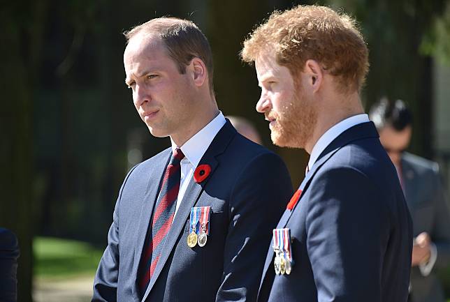 Britain's Prince William, Duke of Cambridge and Britain's Prince Harry visit the Canadian National Vimy Memorial in Vimy