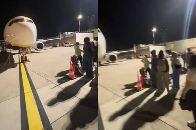 瑞安航空不等乘客照飛，30人怒衝停機坪想阻擋飛機起飛。圖／翻攝自Kleir Jujo臉書