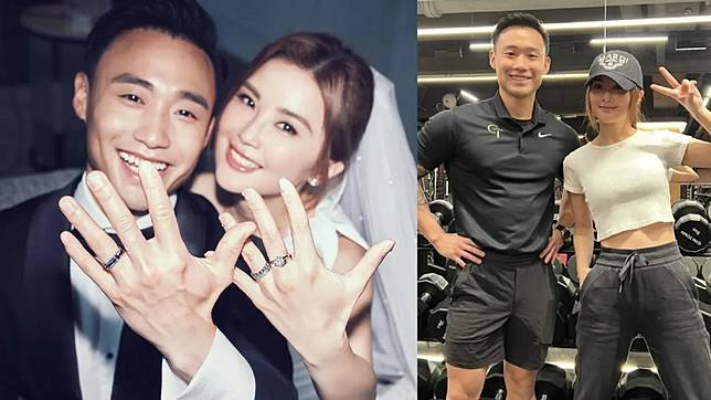 阿Sa和小10歲健身教練Elvis閃電結婚。翻攝阿Sa IG