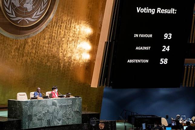 ▲聯合國大會7日以93票贊成、24票反對、58票棄權的結果，通過暫停俄國在人權理事會之資格的決議。（圖／美聯社／達志影像）
