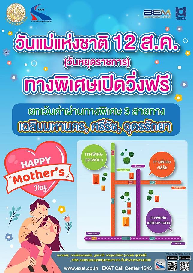 วันที่ 12 สิงหาคม 2563 กทพ. ยกเว้นค่าผ่านทางพิเศษของทางพิเศษเฉลิมมหานคร ศรีรัช และอุดรรัถยา