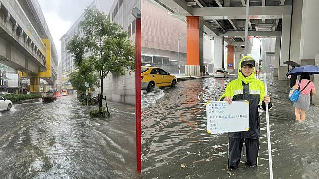 雨彈炸雙北，新北市永和以及中和地區多處淹水。水深及膝。讀者提供