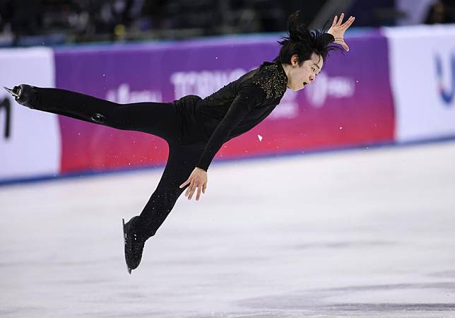 Yuma Kagiyama of Japan in action during the men's singles free skating of figure skating event at the Torino 2025 FISU World University Winter Games in Turin, Italy, on Jan. 18, 2025. (Xinhua/Li Jing)