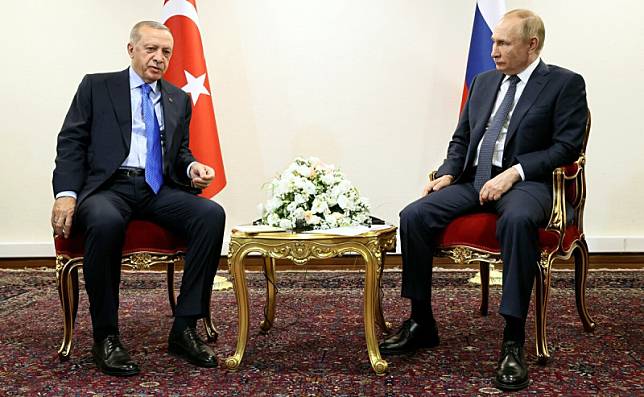 土耳其總統艾爾段（左）與俄羅斯總統普丁關係親密，2位強人惺惺相惜。 圖：翻攝自克里姆林宮官網