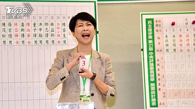 民進黨全代會中常委選舉最後同票抽籤，陳亭妃成功當選中常委，林宜瑾則落敗無緣中常委。(圖／胡瑞麒攝