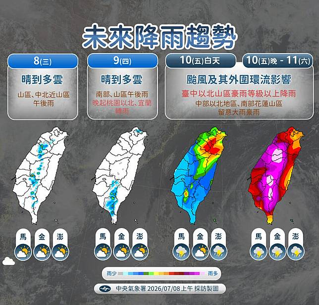 未來降雨趨勢。(圖由氣象署提供)