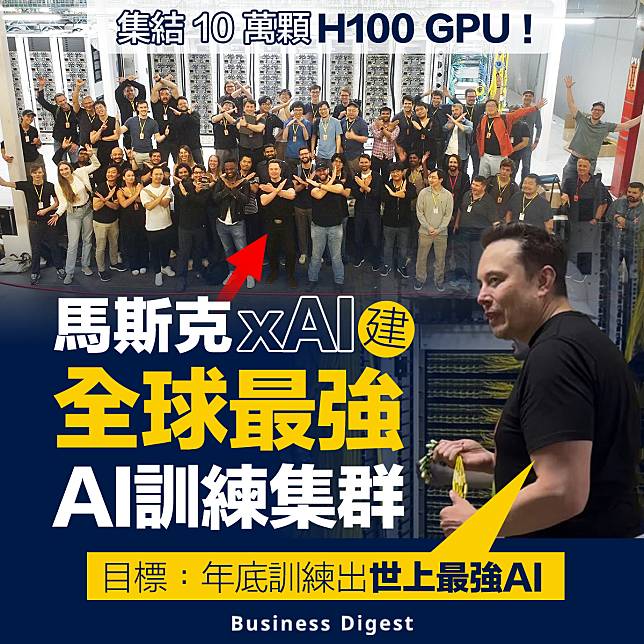 【人工智能】集結10萬顆H100 GPU！馬斯克xAI建全球最強AI訓練集群