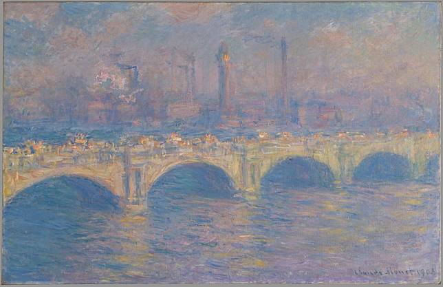 1903年莫內《陽光下的滑鐵盧橋》 (Waterloo Bridge, Sunlight Effect) Photo: wikimedia