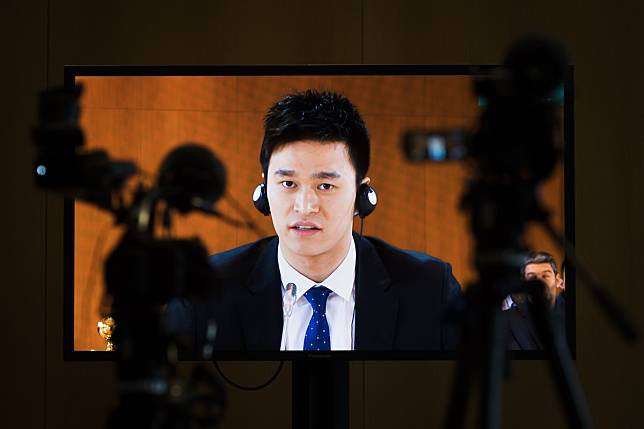 China swimmer Sun Yang speaks to the CAS panel during his hearing in Montreux, Switzerland. Photo: AP