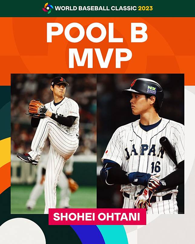 ▲日本武士隊大谷翔平獲選經典賽B組分組MVP（圖／WBC官方推特）